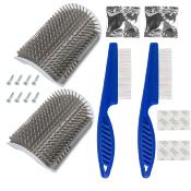 Kit Toilettage Chat Brosses d'Angle et Peignes Fins