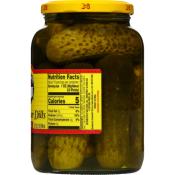 B&G Crunchy Kosher Dills Whole - Gros Cornichons Croquants à l'Américaine