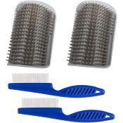 Kit Toilettage Chat Brosses d'Angle et Peignes Fins