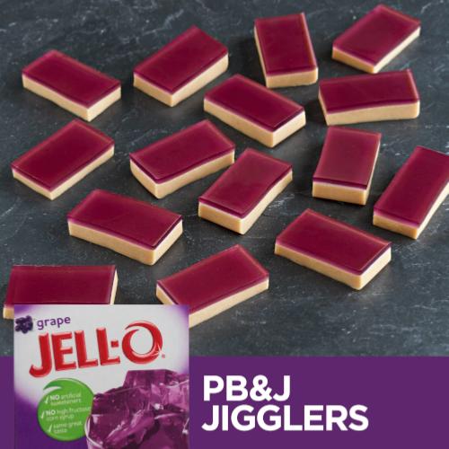Jell-O Grape PB&J Jigglers (Peanut Butter & Jelly Jigglers)