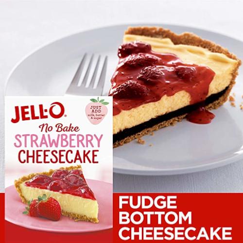 Jell-O The Bake Strawberry Cheesecake Fudge Bottom Cheesecake